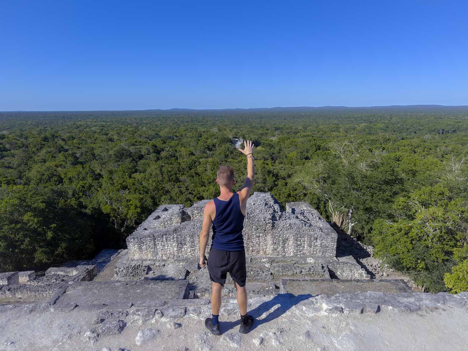 Standing atop Calakmul Mayan ruins