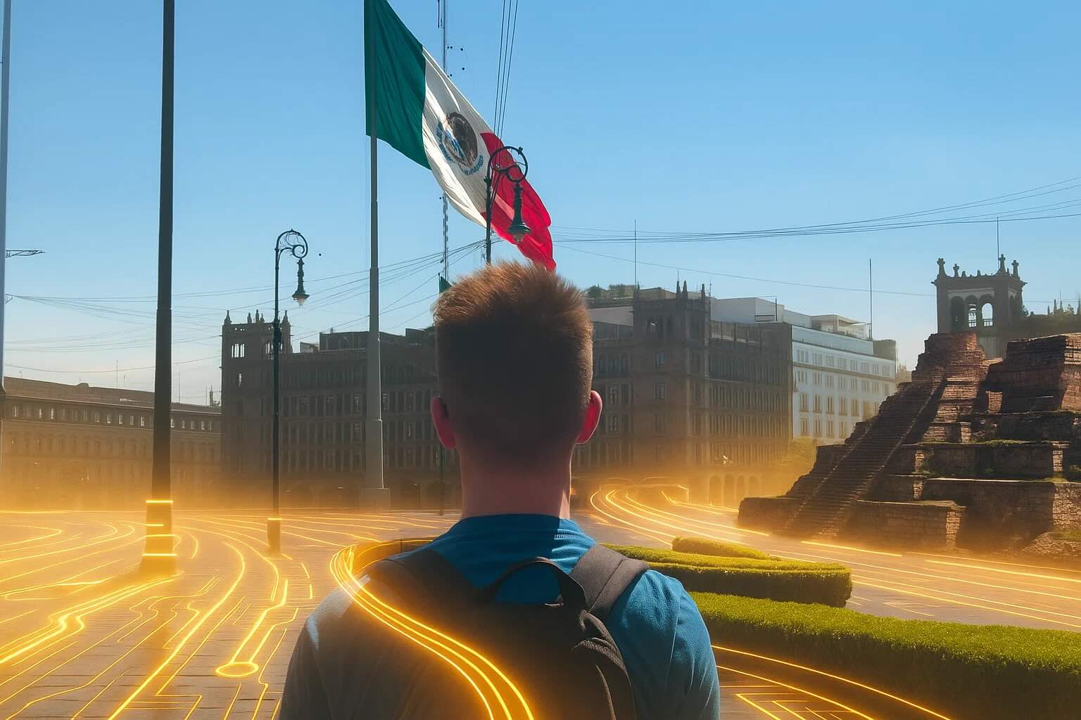 Final Prompt - Mexico City with ancient ruins and AI circuits